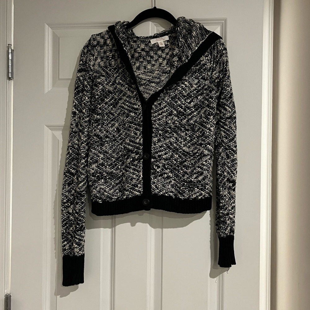 Black and White Hooded Cardigan